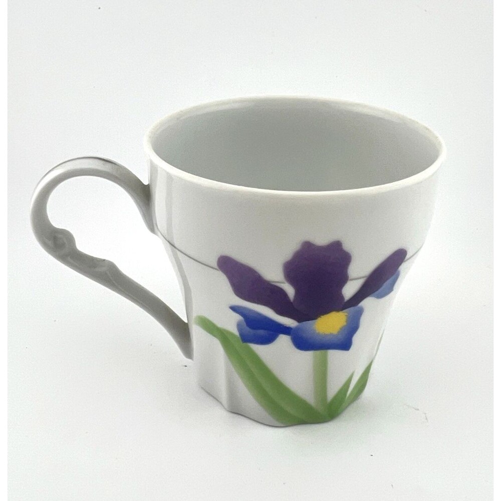 Vtg RARE Arita Impressions Iris Japan Tea Coffee Cup Blue Purple Iris